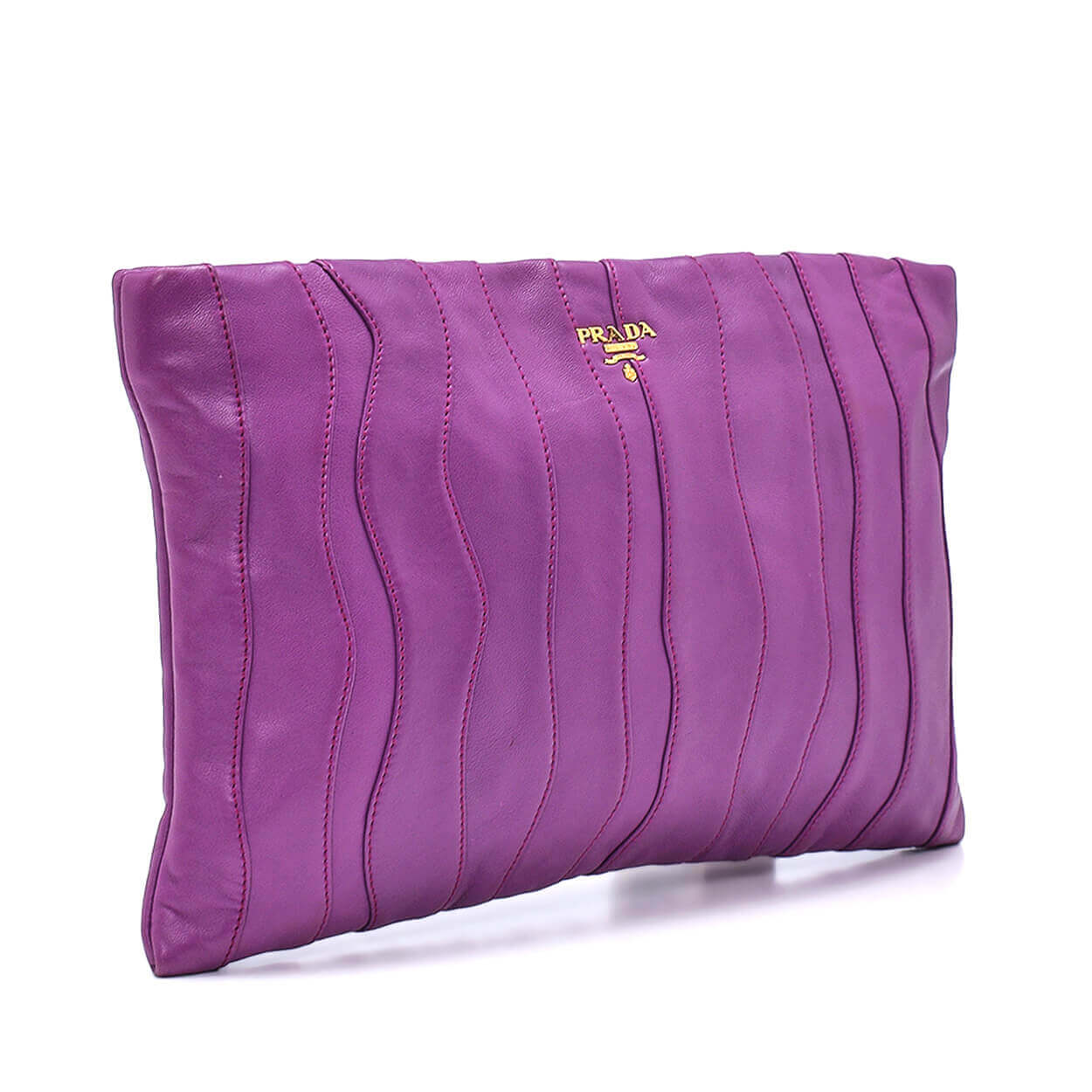 Prada - Purple Nappa Leather Waves Clutch